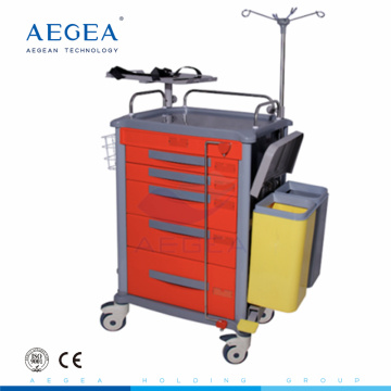 AG-ET018 ABS material hospitalario paciente médica emergencia carro de choque de enfermería carro para la venta